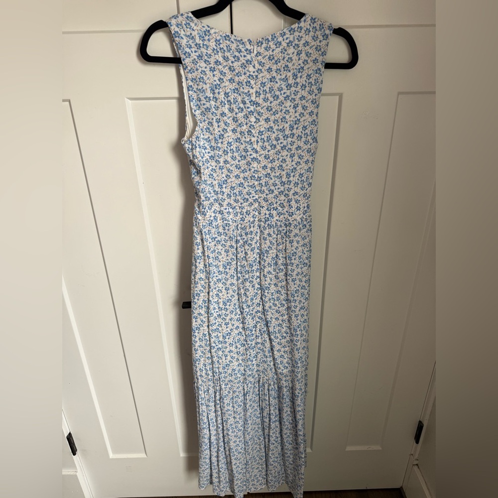NWT Lulus Flowery Sentiments white floral print tie-front midi dress, size S. - Picture 7 of 10